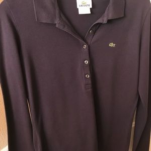 Navy blue long sleeve collared polo Lacoste